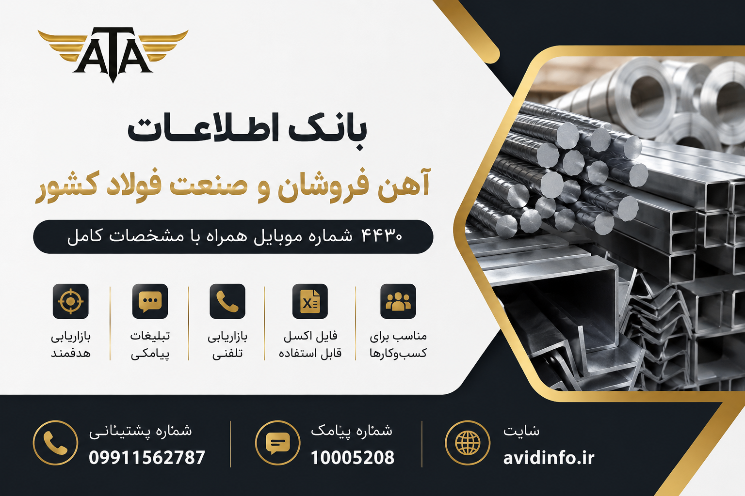 بانک اطلاعات و شماره موبایل آهن فروشان و صنعت فولاد | ۴۴۳۰ شماره موبایل