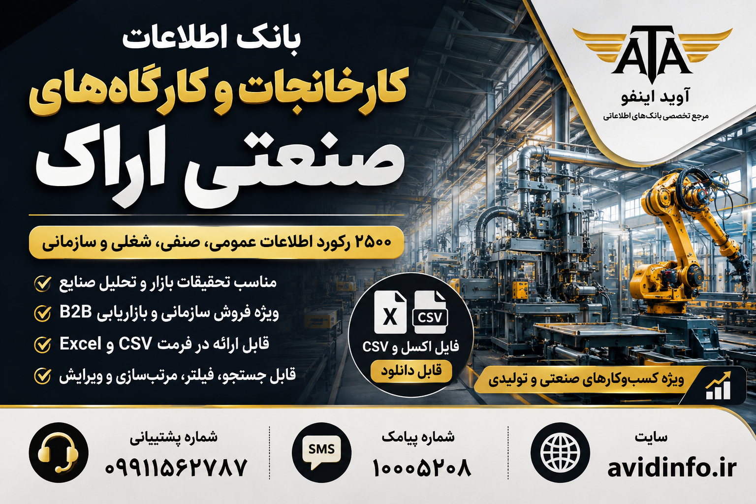 بانک اطلاعات کارخانجات صنعتی اراک | ۲۵۰۰ رکورد