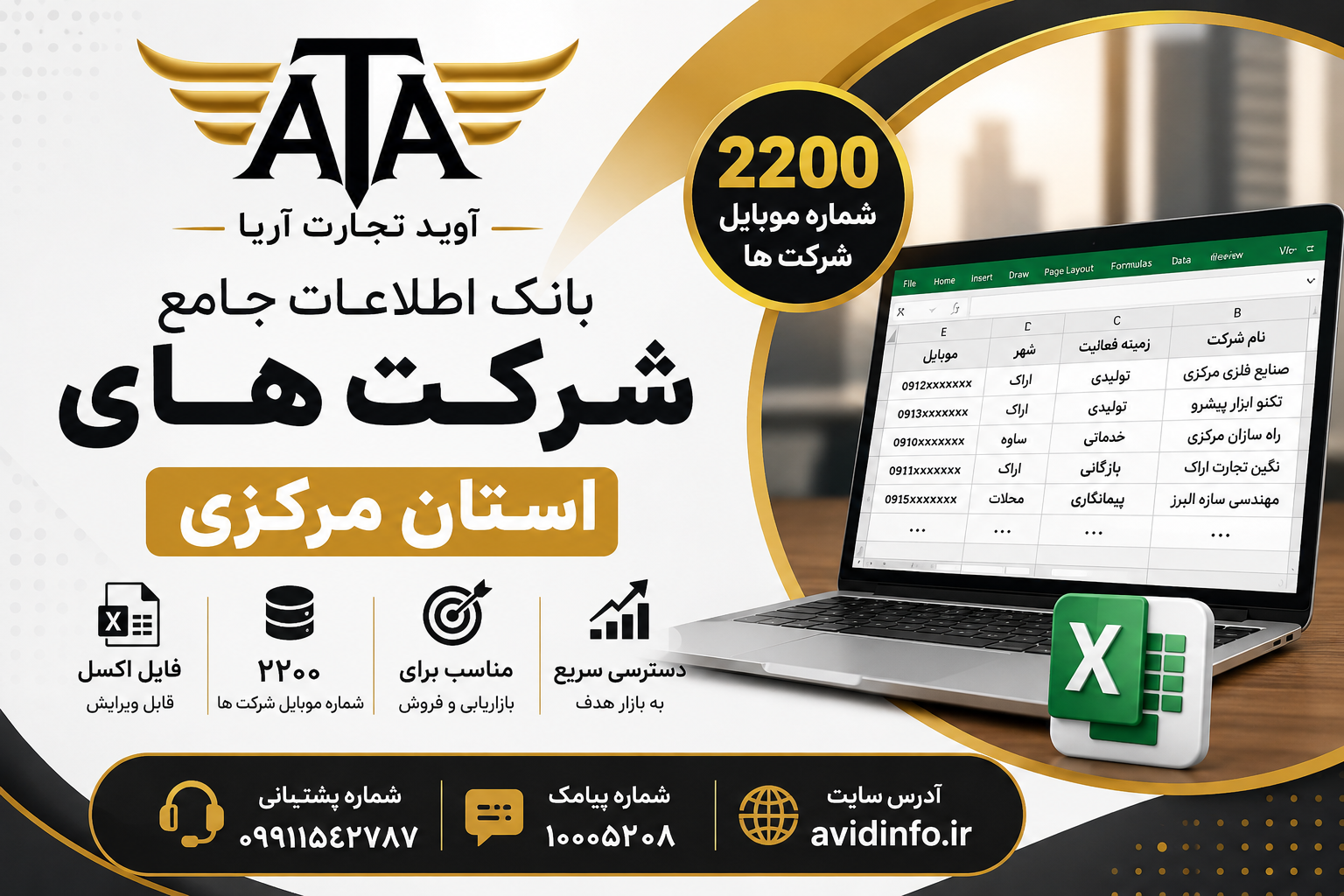 بانک اطلاعات و شماره موبایل شرکت های استان مرکزی | ۲۲۰۰ شماره موبایل
