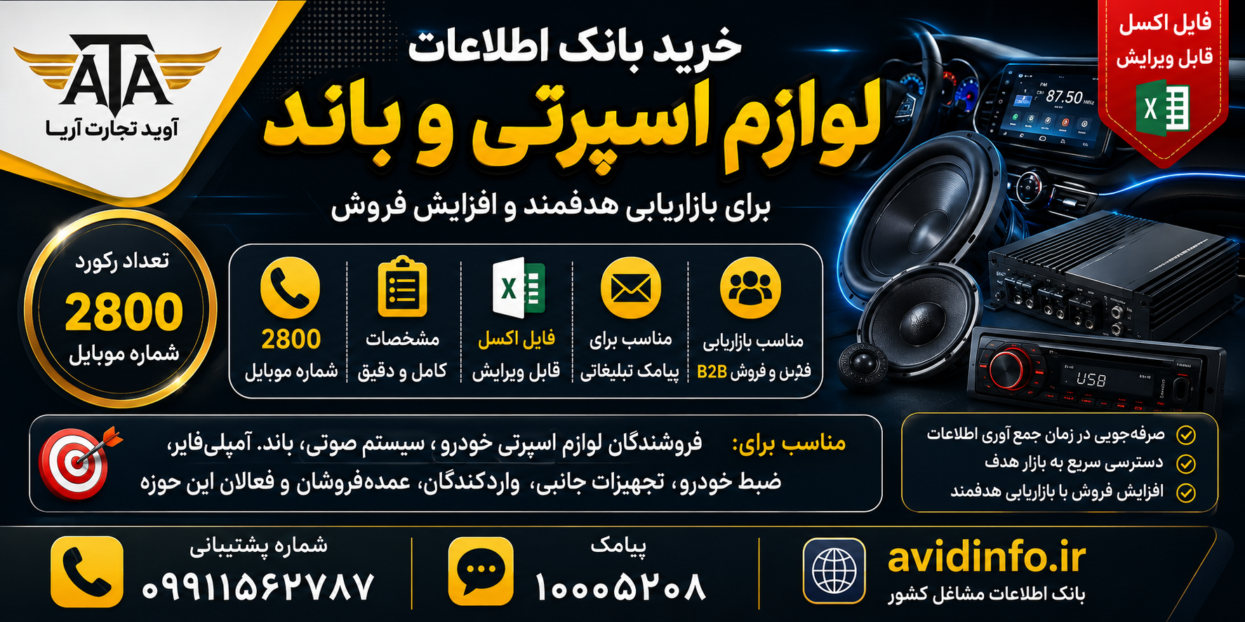 بانک اطلاعات فروشندگان لوازم اسپرتی و باند خودرو کشور؛ ۲۸۰۰ شماره موبایل با مشخصات