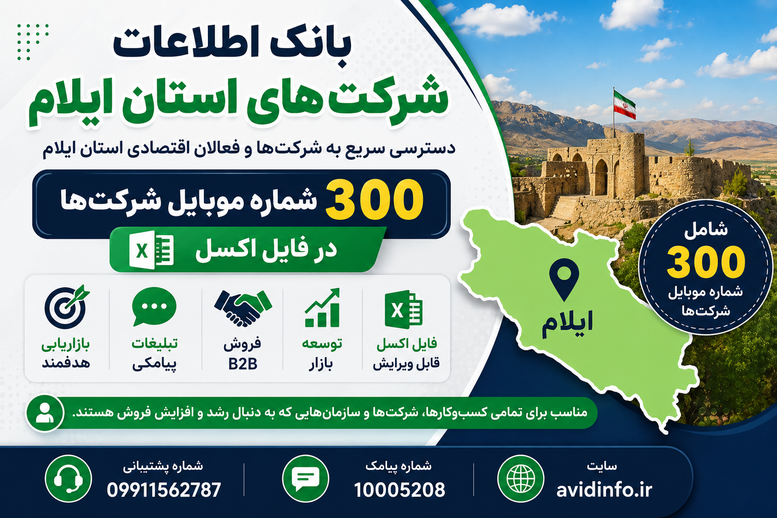 بانک اطلاعات و شماره موبایل شرکت های استان ایلام | ۳۰۰ شماره موبایل