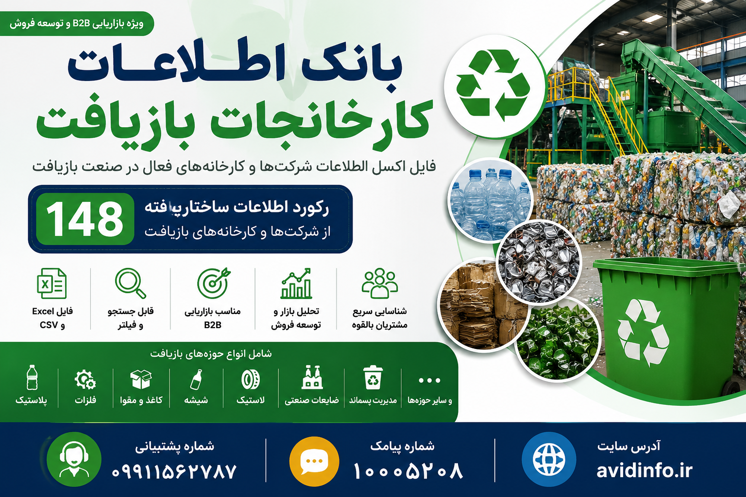 بانک اطلاعات کارخانجات بازیافت | ۱۴۸ رکورد فعالان صنعت بازیافت