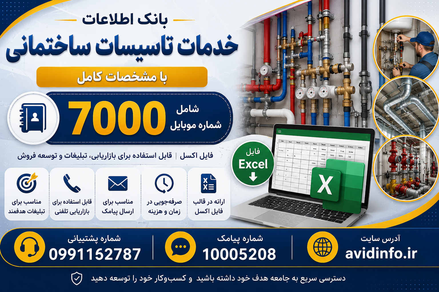 بانک اطلاعات خدمات تأسیسات ساختمانی؛ ۷۰۰۰ شماره موبایل