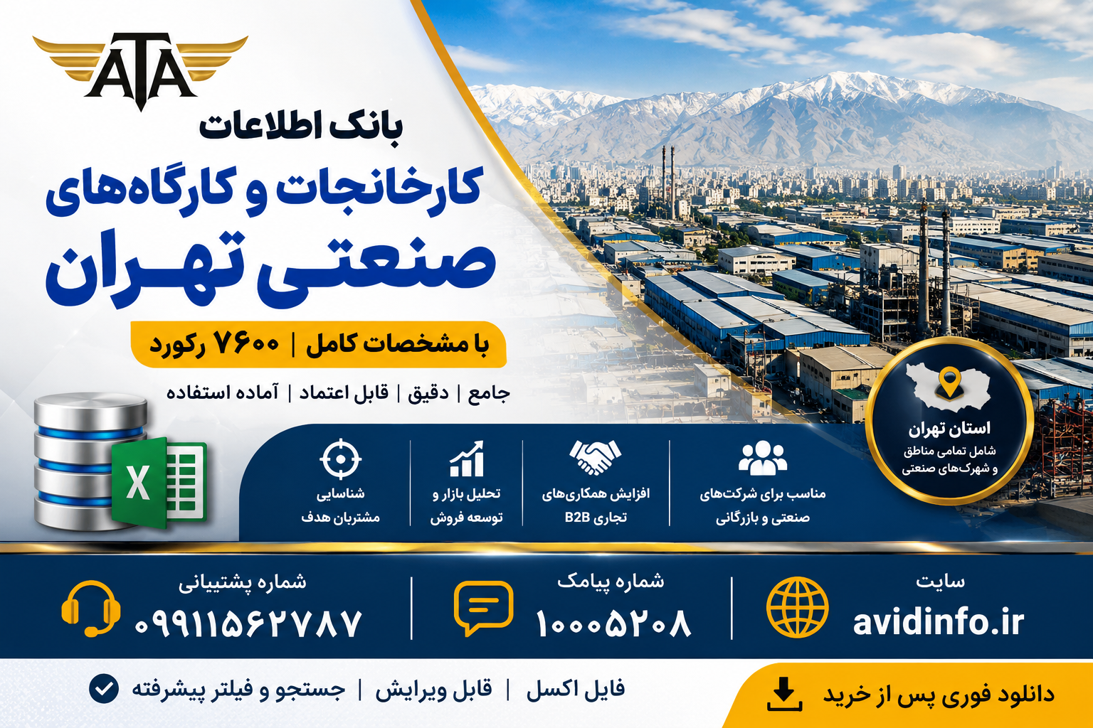 بانک اطلاعات کارخانجات و کارگاه‌های صنعتی تهران | ۷۶۰۰ رکورد