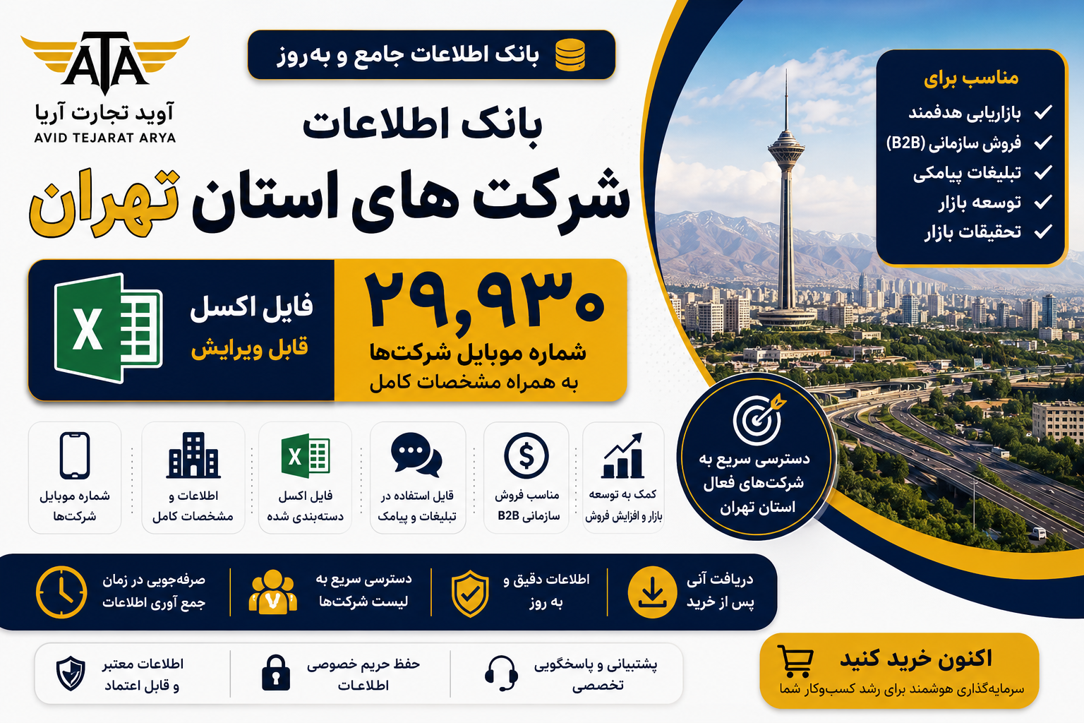 بانک اطلاعات و شماره موبایل شرکت های استان تهران | ۲۹۹۳۰ شماره موبایل