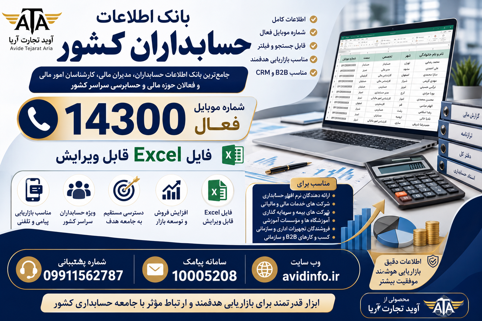 بانک اطلاعات حسابداران کشور با ۱۴۳۰۰ شماره موبایل فعال