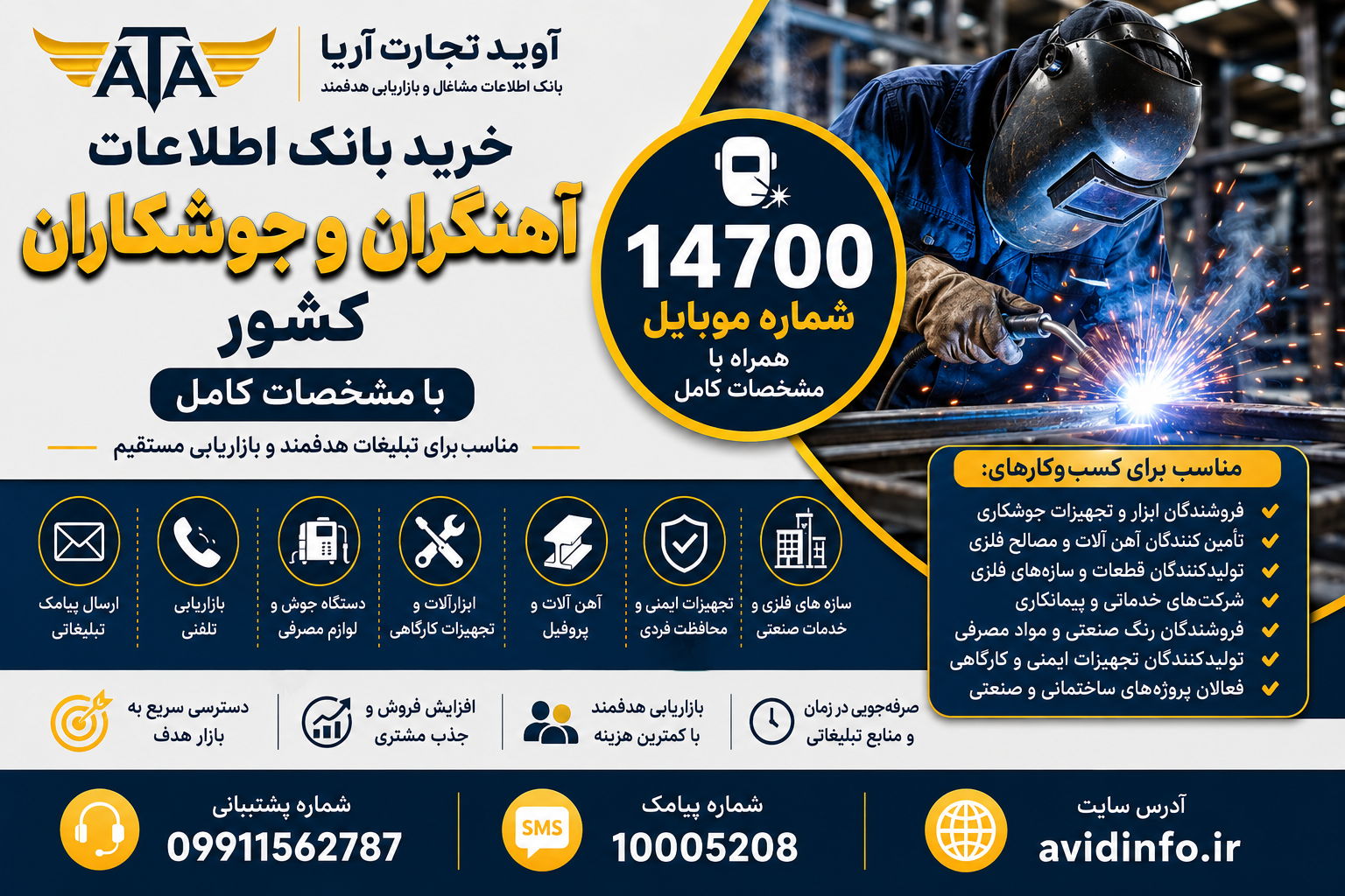 بانک اطلاعات آهنگران و جوشکاران کشور؛ ۱۴۷۰۰ شماره موبایل