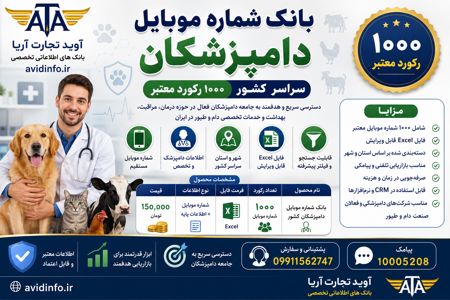 خرید بانک شماره موبایل دامپزشکان سراسر کشور | ۱۰۰۰ رکورد فایل اکسل
