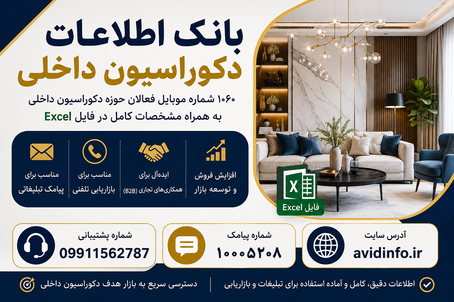 بانک اطلاعات دکوراسیون داخلی؛ ۱۰۶۰ شماره موبایل