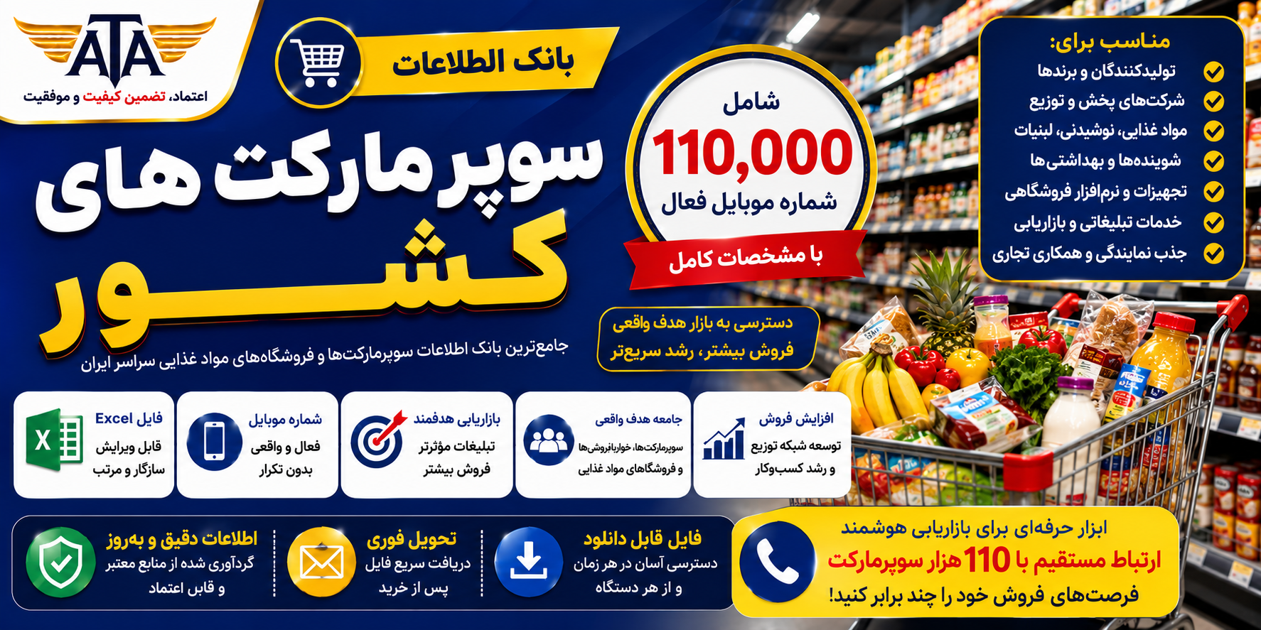 بانک اطلاعات سوپرمارکت های کشور؛ ۱۱۰ هزار شماره موبایل