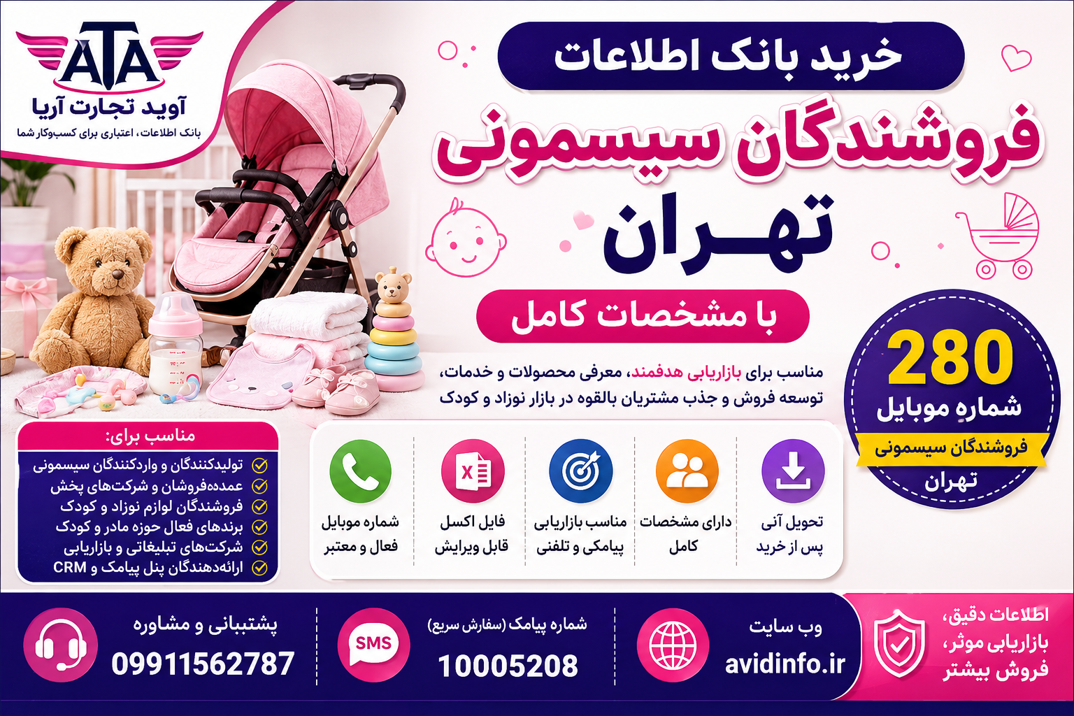 بانک اطلاعات فروشندگان سیسمونی تهران؛ ۲۸۰ شماره موبایل با مشخصات کامل
