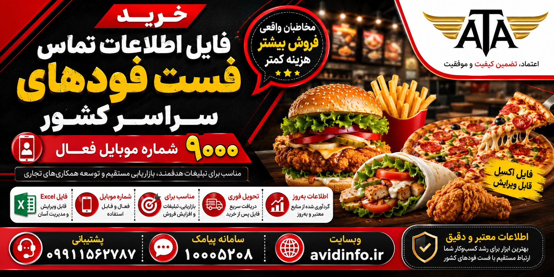 بانک اطلاعات فست فود های کشور؛ ۹۰۰۰ شماره موبایل