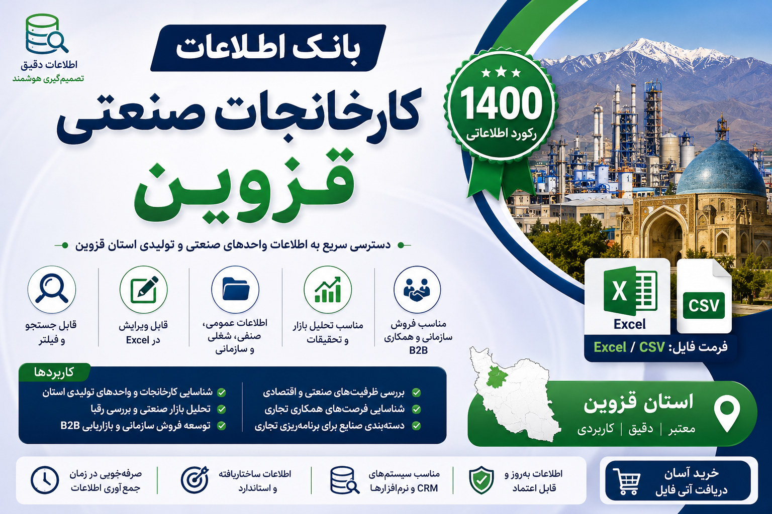 بانک اطلاعات کارخانجات صنعتی قزوین | ۱۴۰۰ رکورد