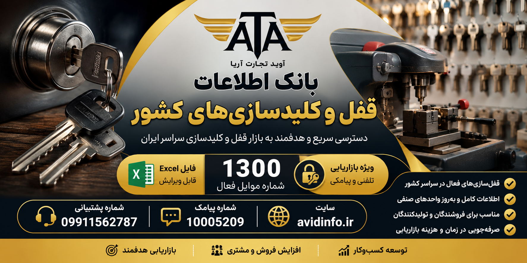 خرید بانک اطلاعات قفل و کلیدسازی‌های کشور | ۱۳۰۰ شماره موبایل فعال