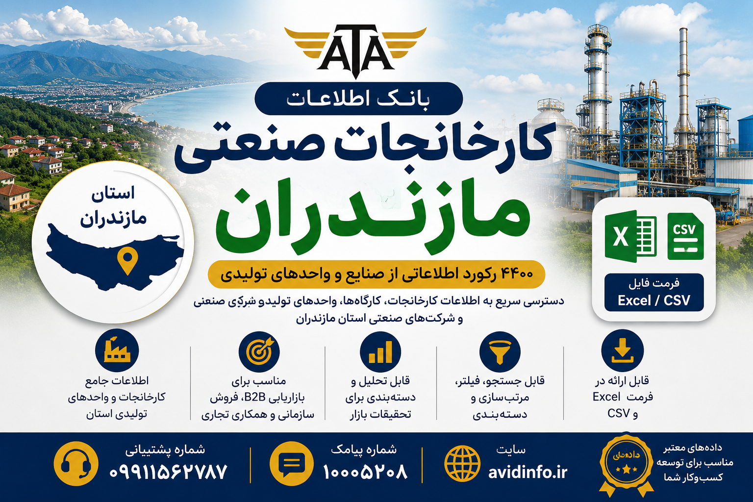 بانک اطلاعات کارخانجات صنعتی مازندران | ۴۴۰۰ رکورد