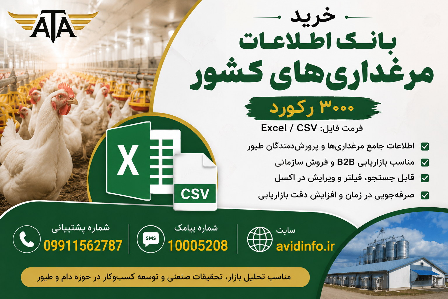 بانک اطلاعات مرغداری های کشور | ۳۰۰۰ رکورد اطلاعاتی