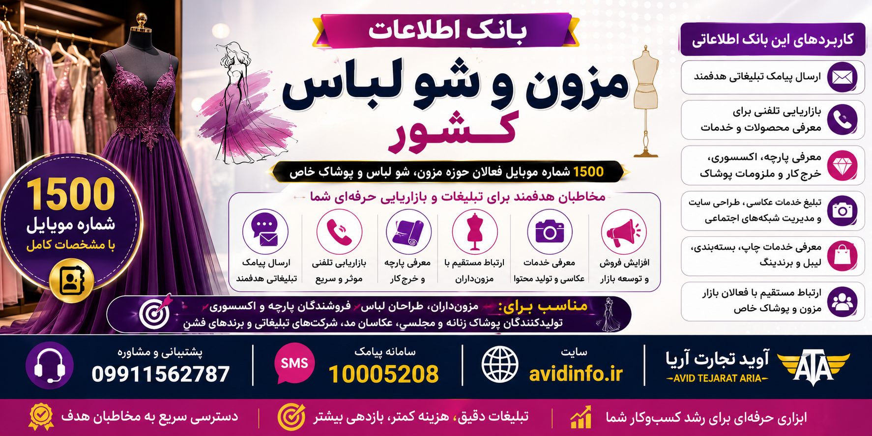 بانک اطلاعات مزون و شو لباس کشور؛ ۱۵۰۰ شماره موبایل با مشخصات کامل