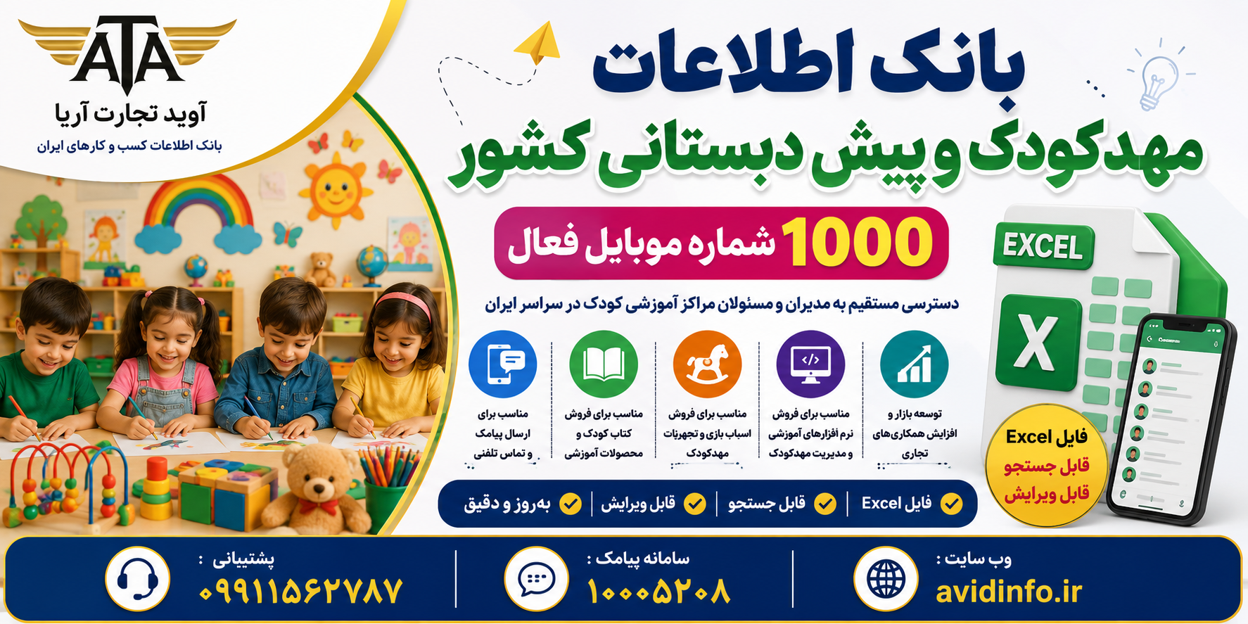 بانک اطلاعات مهدکودک و پیش دبستانی کشور؛ ۱۰۰۰ شماره موبایل