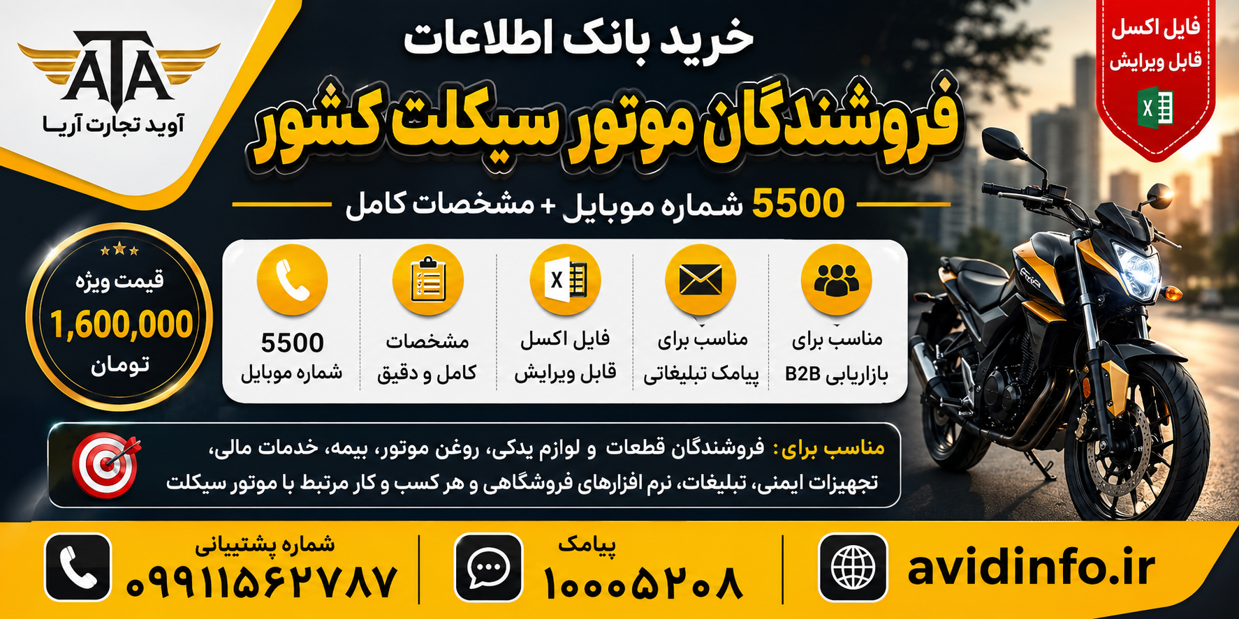 بانک اطلاعات فروشندگان موتور سیکلت کشور؛ ۵۵۰۰ شماره موبایل با مشخصات