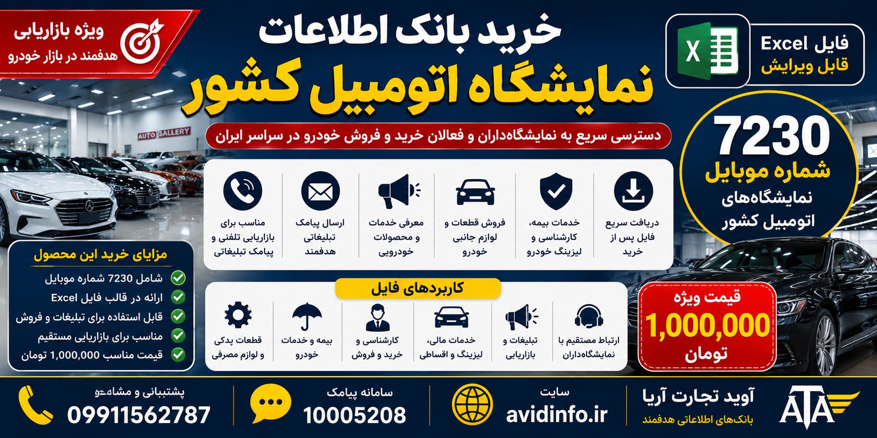 بانک اطلاعات نمایشگاه اتومبیل کشور؛ ۷۲۳۰ شماره موبایل با مشخصات کامل
