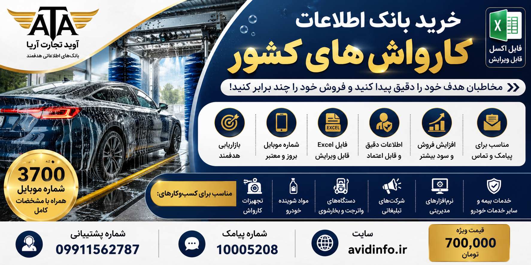 بانک اطلاعات کارواش های کشور؛ ۳۷۰۰ شماره موبایل با مشخصات