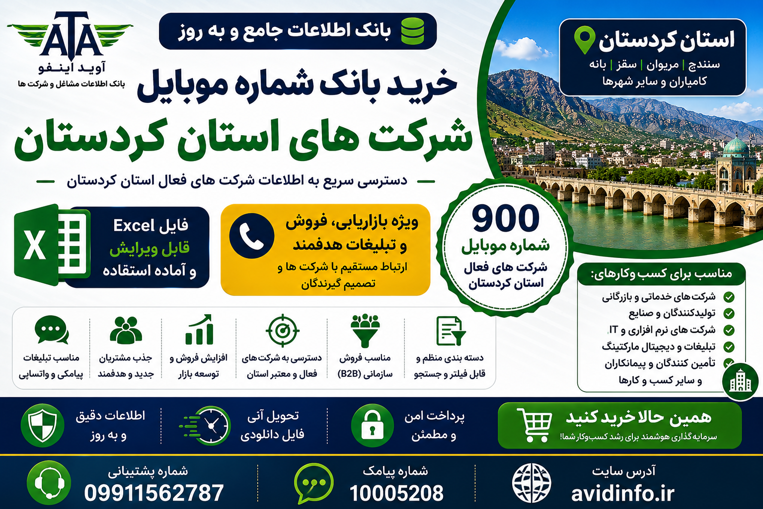 بانک اطلاعات و شماره موبایل شرکت های استان کردستان | ۹۰۰ رکورد