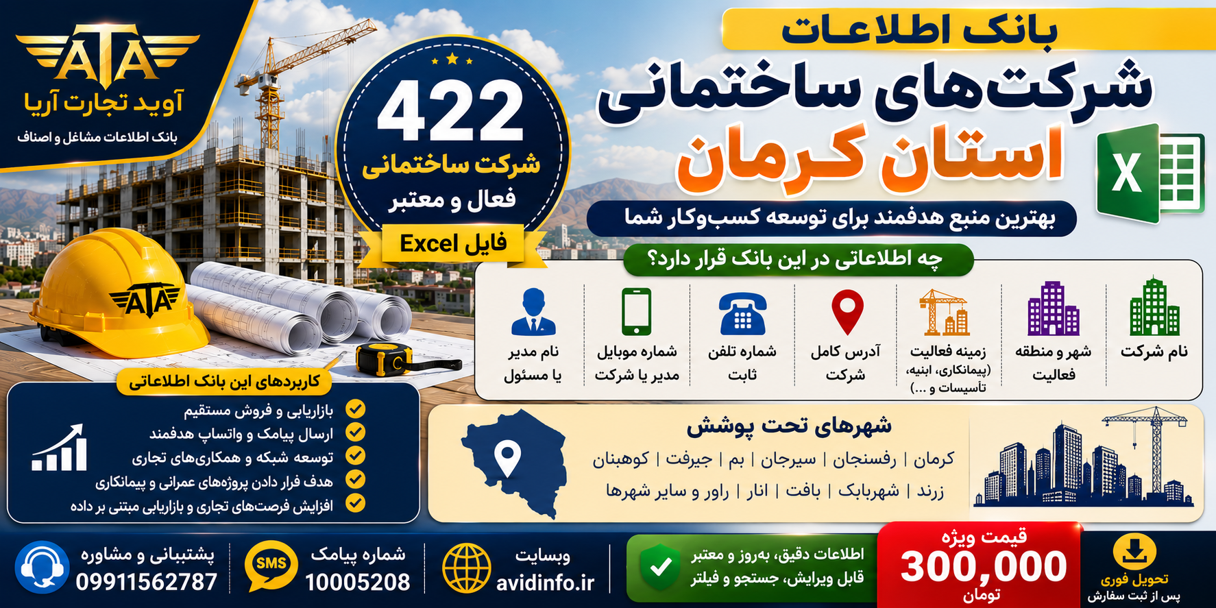 بانک اطلاعات شرکت های ساختمانی کرمان | ۴۲۲ رکورد اطلاعاتی