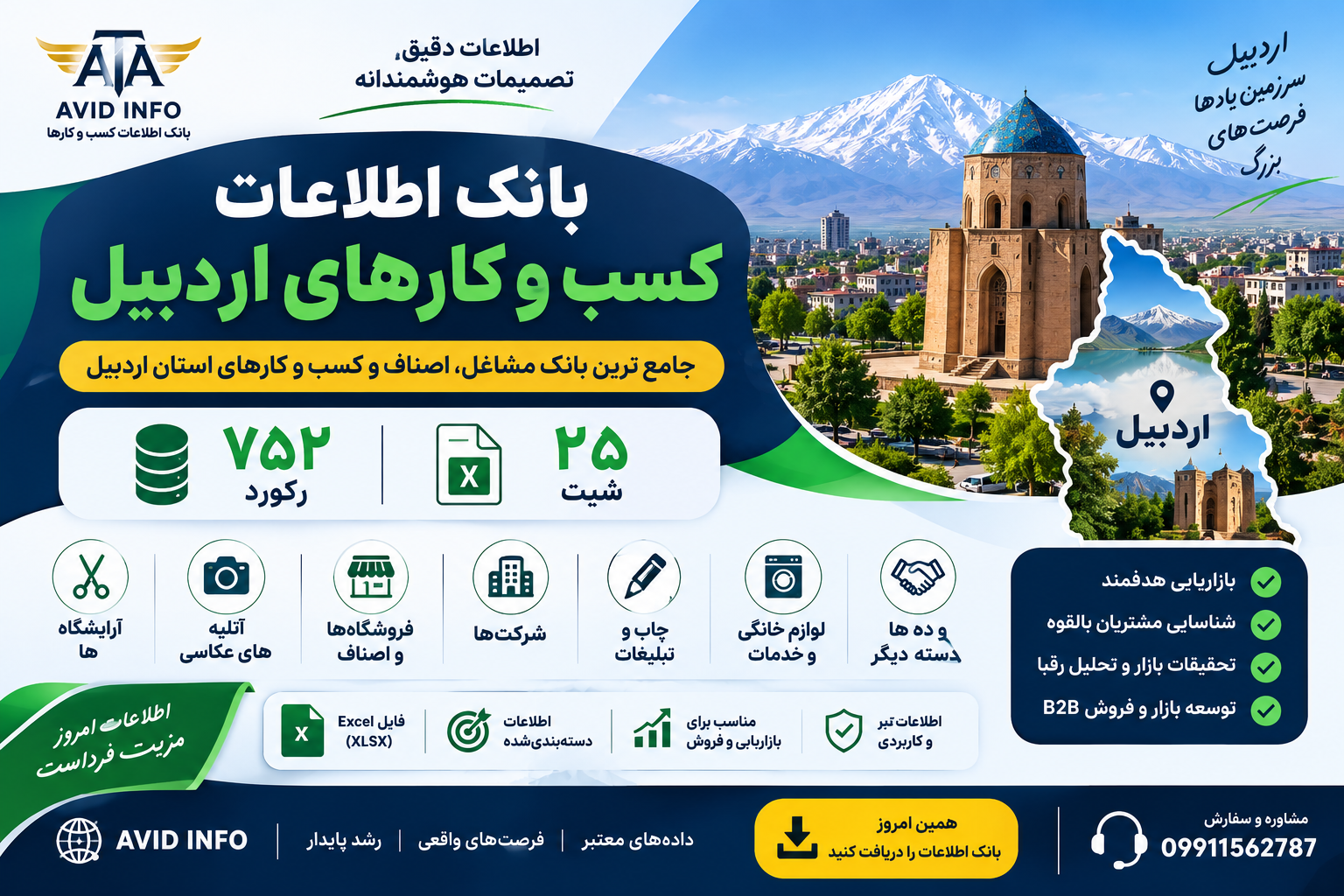 بانک اطلاعات و شماره موبایل کسب و کارهای اردبیل | ۷۵۲ رکورد