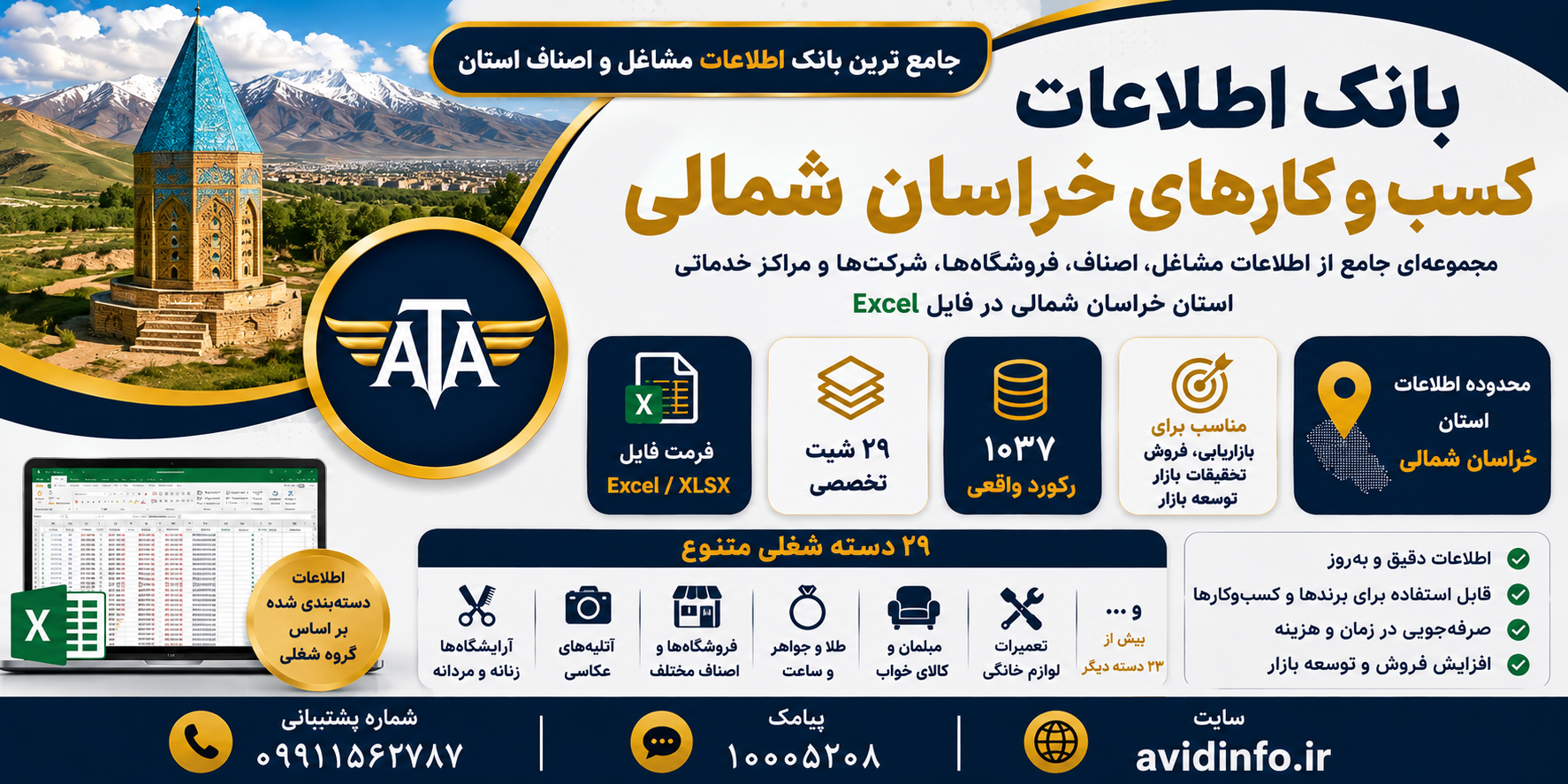 بانک اطلاعات و شماره موبایل کسب و کارهای خراسان شمالی | ۱٬۰۳۷ رکورد