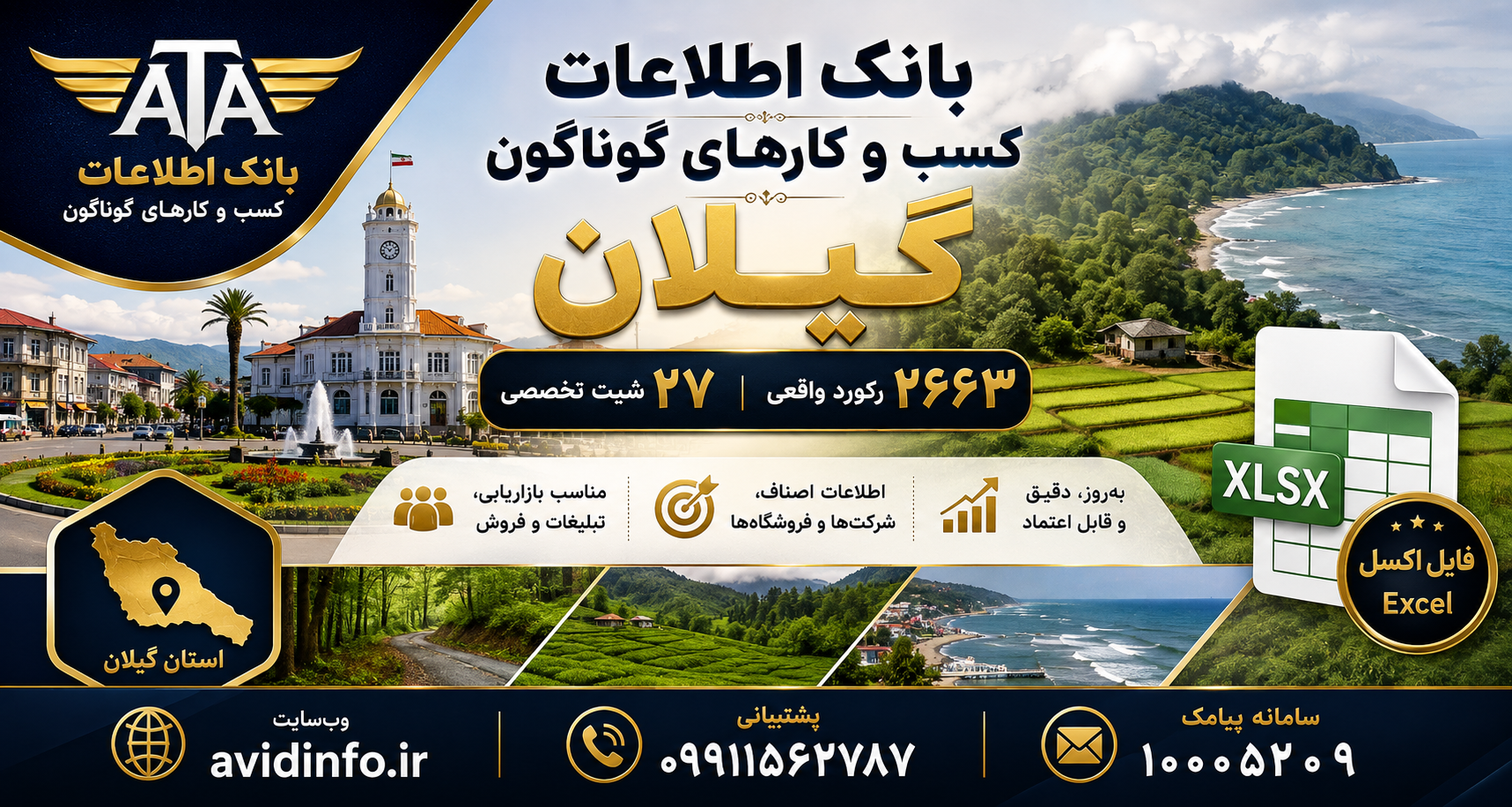 بانک اطلاعات کسب و کارهای گوناگون گیلان | فایل اکسل مشاغل استان گیلان (۲۶۶۳ رکورد)